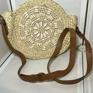 Sonoma Beaded Crossbody Bag Bohemian Leather Woven Purse Jute